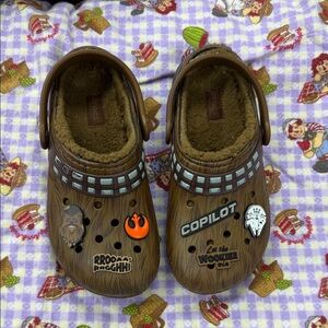 CROCS Brown Star Wars Clogs with Chewbacca and Millennium Falcon